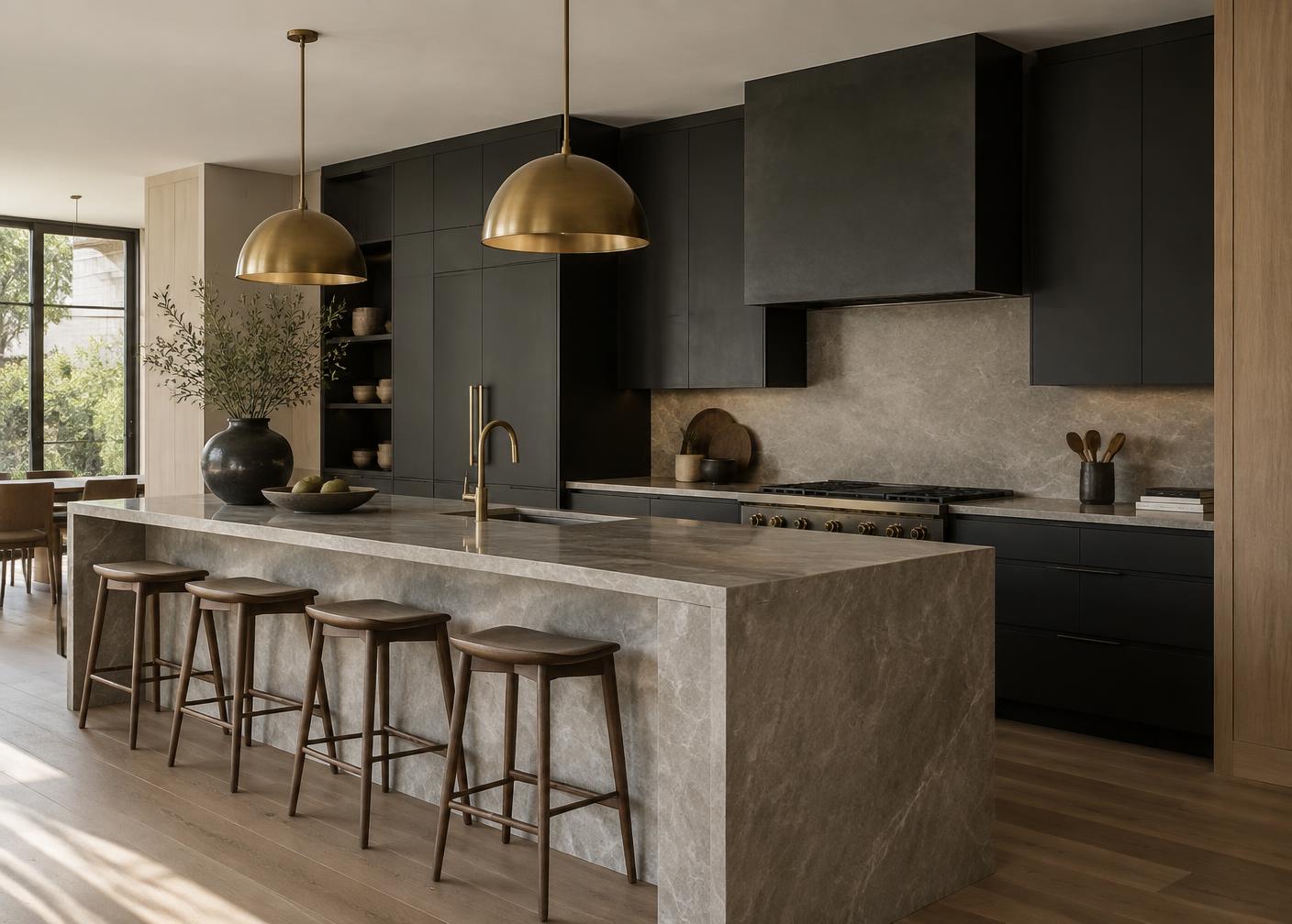Charcoal and stone kitchen renovation